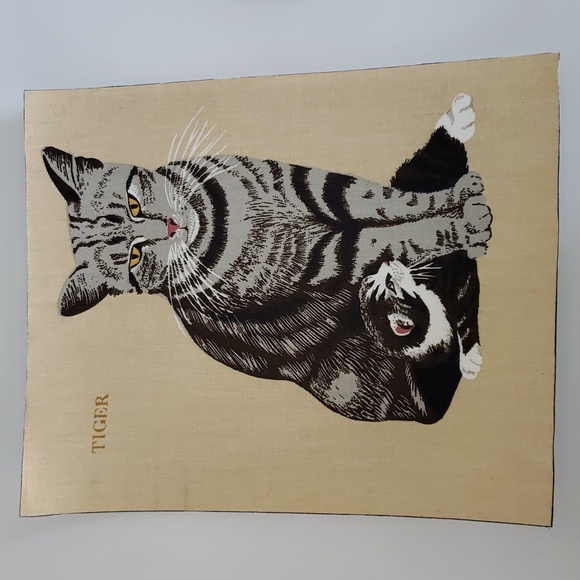 Large Cat Iron On Appliques Cat Lover Cat Owner Caf Crafts Tabby Cat Striped - Picture 9 of 9